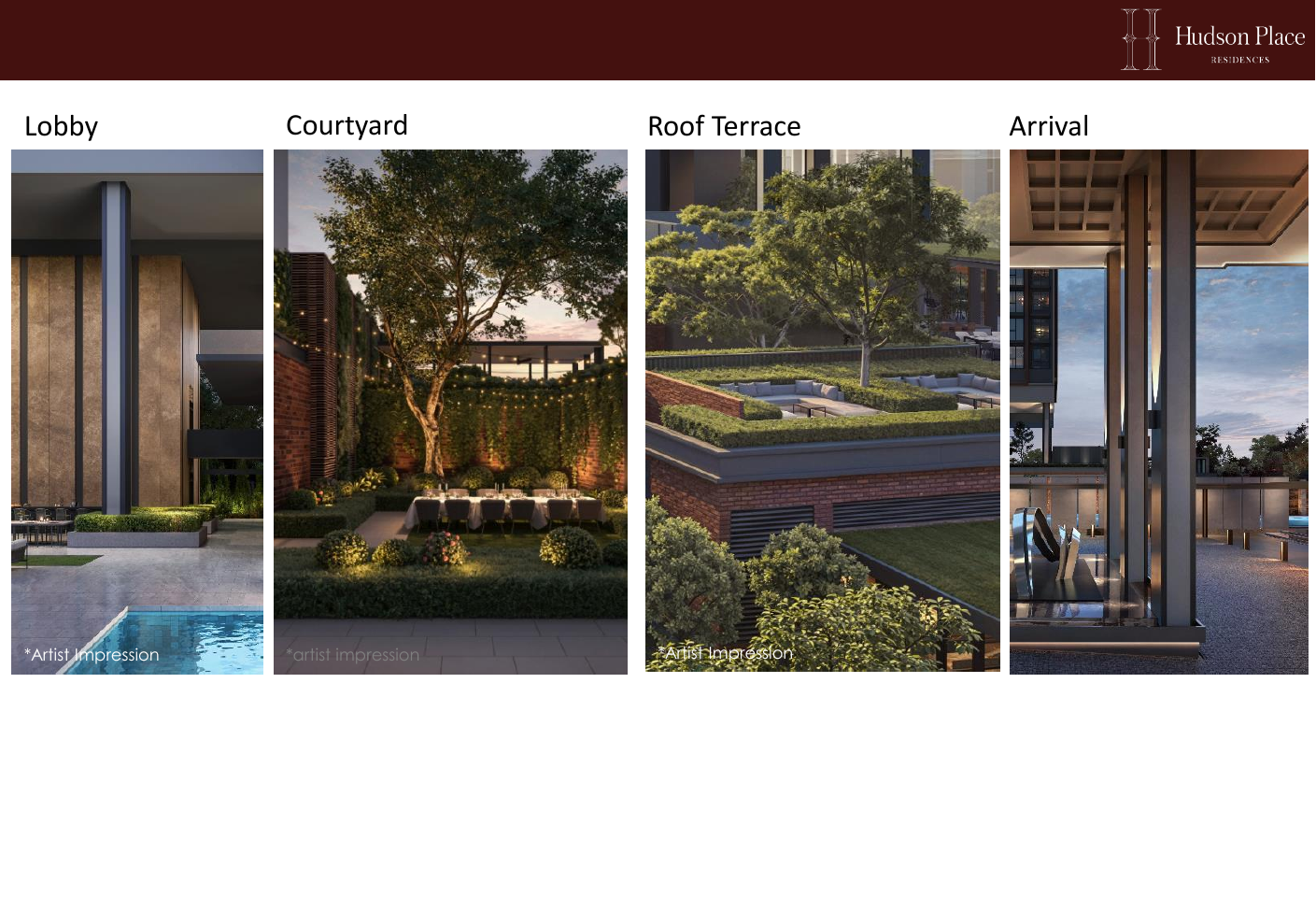 Architectural inspiration — lobby, courtyard, roof terrace and arrival mood images