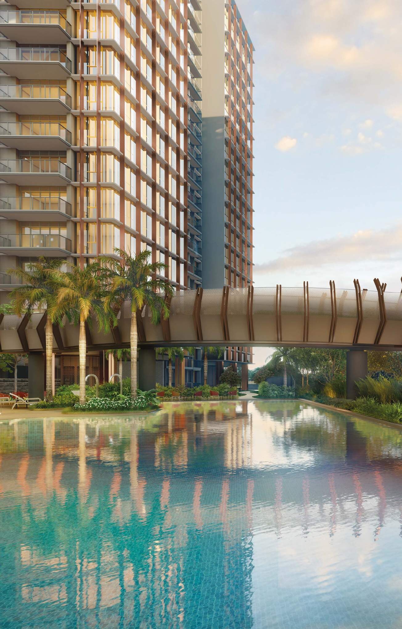The Continuum facade with rooftop pool and landscaped pavilion