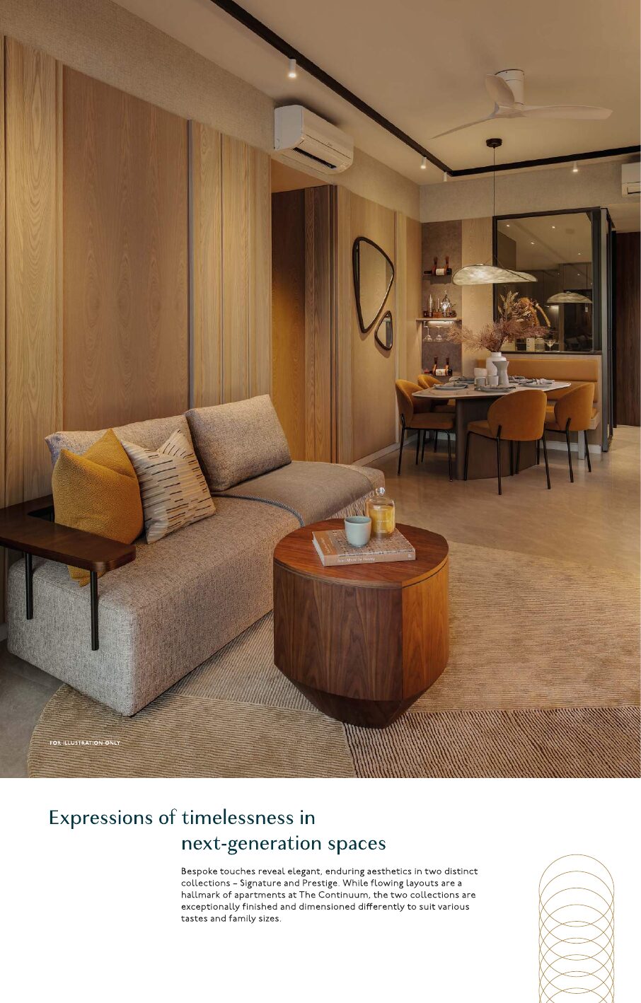 Showflat living area with full-height windows