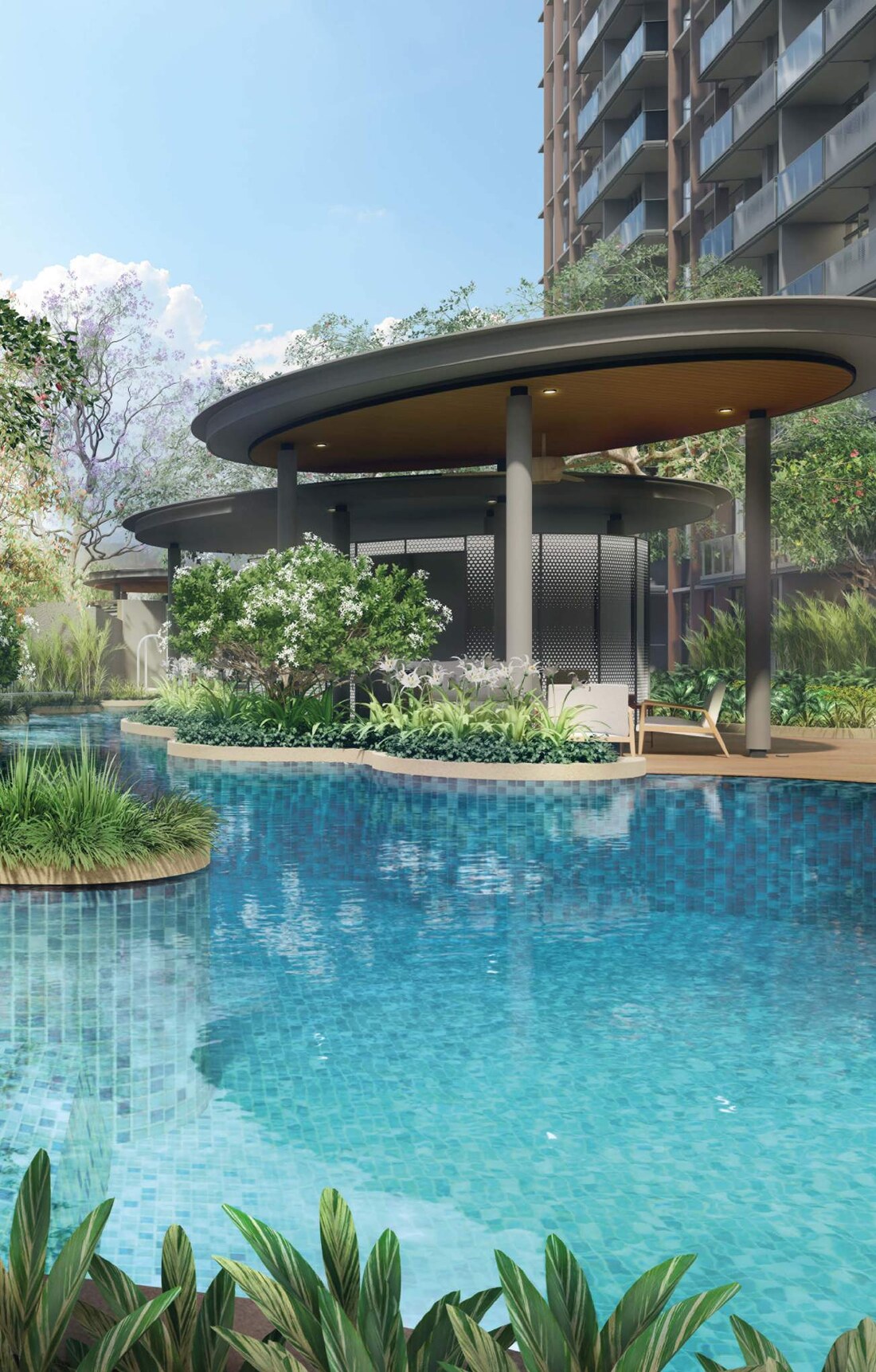 50m pool and pool pavilion at South Continuum