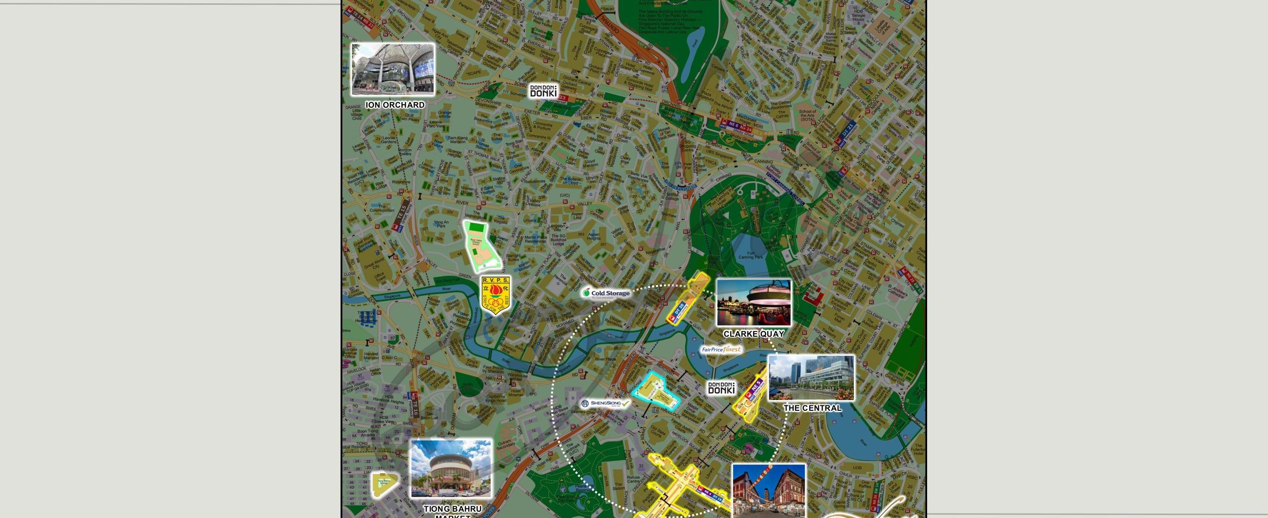 Union Square Residences location map showing Singapore River, CBD, three MRT stations and surrounding amenities