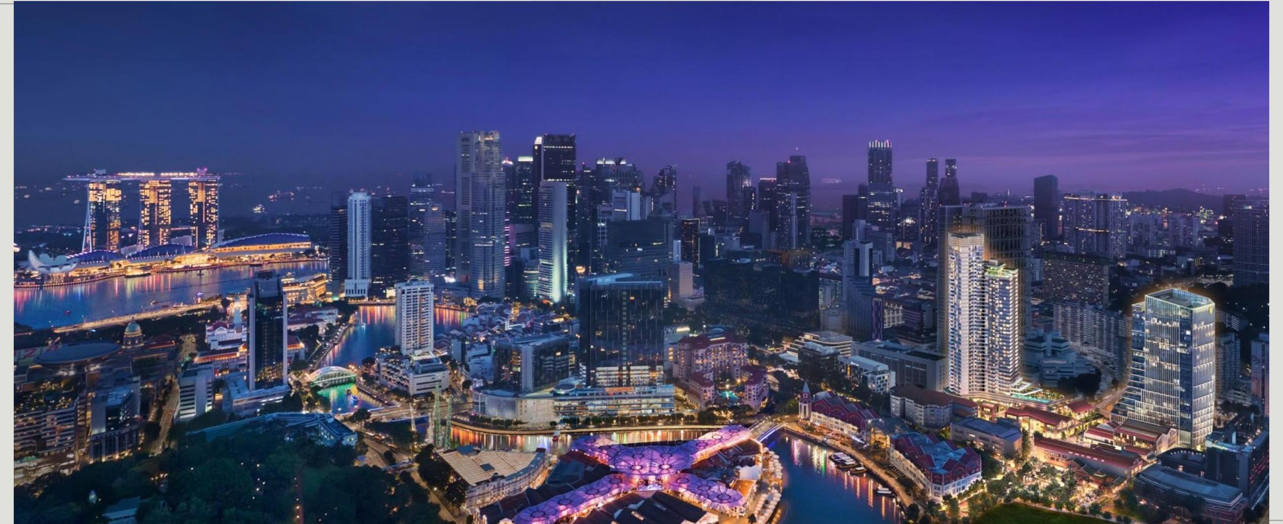 Sky-suite view of Singapore River and CBD skyline